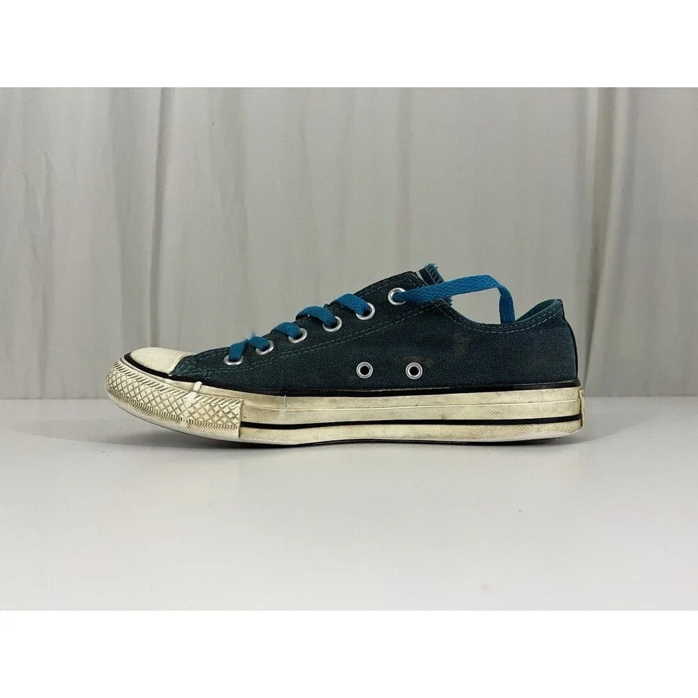 Converse All Star Womens Teal Canvas Size 8 Low Top Blue Laces Grunge - Picture 3 of 12